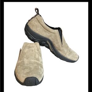 Merrell Jungle Moc Shoes Size 10.5 Taupe suede Waterproof Slip-On Performance